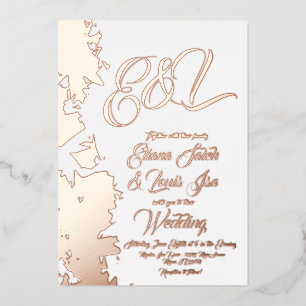 Invitation En Aluminium Mariage or broché fractal