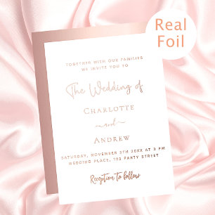 Invitation En Aluminium Mariage or rose blanc