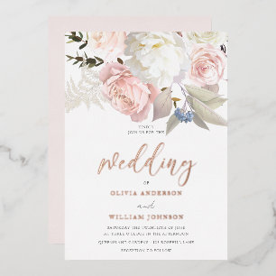 Invitation En Aluminium Mariage or Rose rose et blanc