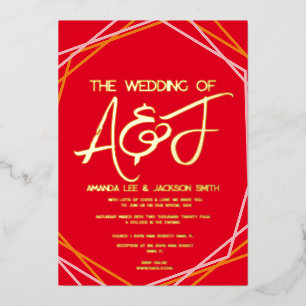 Invitation En Aluminium Mariage Orange Rose Rouge Clair Lever du Soleil 