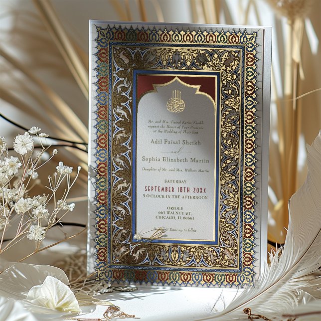 Invitation En Aluminium Mariage ottoman turc islamique vert Sage (Créateur téléchargé)