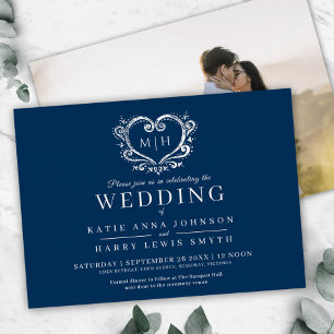 Invitation En Aluminium Mariage personnalisé avec photo au dos et cœur arg