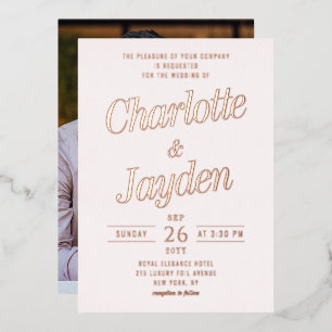 Invitation En Aluminium Mariage photo avec feuille d'aluminium rose clair