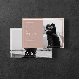 Invitation En Aluminium Mariage photo Brown Elegant Calligraphy