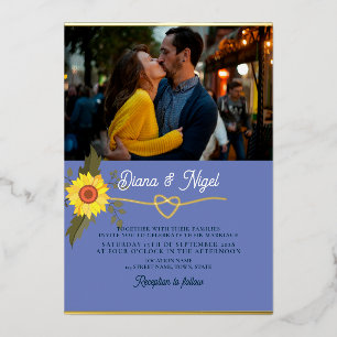 Invitation En Aluminium Mariage photo de tournesol moderne Retro