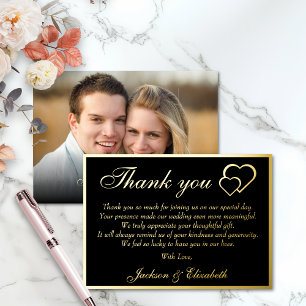 Invitation En Aluminium Mariage photo élégant Black Foil