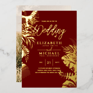 Invitation En Aluminium Mariage PHOTO Gold Disco Tropical Moderne