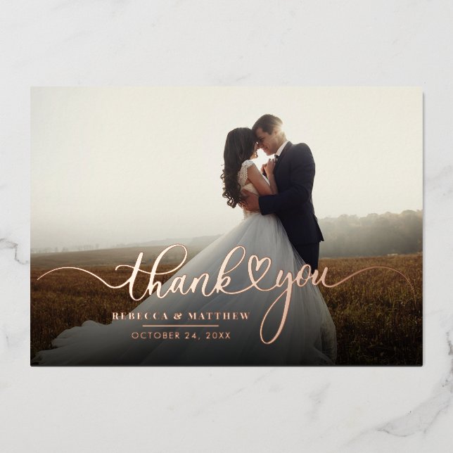 Invitation En Aluminium Mariage photo Merci manuscrit (Recto)