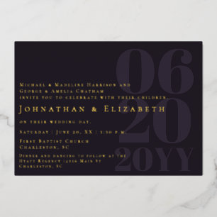 Invitation En Aluminium Mariage Photo Minimaliste Gras Typographie Violet