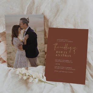 Invitation En Aluminium Mariage photo Modern Chic Gold Foil Terracotta