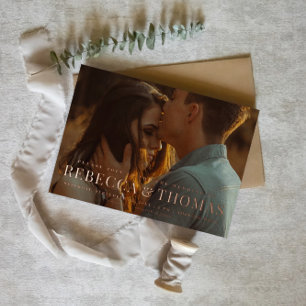 Invitation En Aluminium Mariage photo moderne Rose or