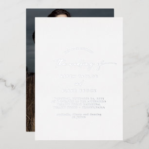 Invitation En Aluminium Mariage photo moderne Silver Foil