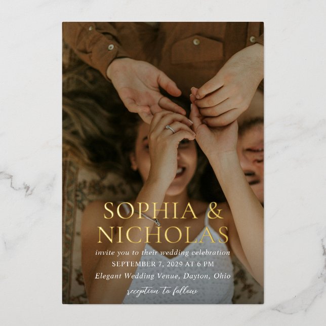 Invitation En Aluminium Mariage photo moderne simple (Recto)