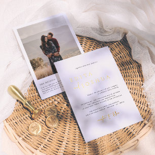 Invitation En Aluminium Mariage photo noir blanc tout en un QR Code