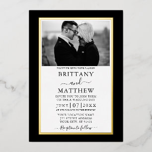 Invitation En Aluminium Mariage photo noir et blanc moderne