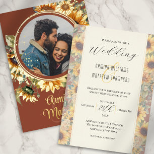 Invitation En Aluminium Mariage photo personnalisé de Sunflower Burnt Oran