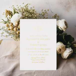 Invitation En Aluminium Mariage photo personnalisé Gold et White