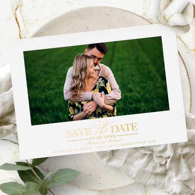 Invitation En Aluminium Mariage Photo Simple Et Design Enregistrer La Date (Créateur téléchargé)
