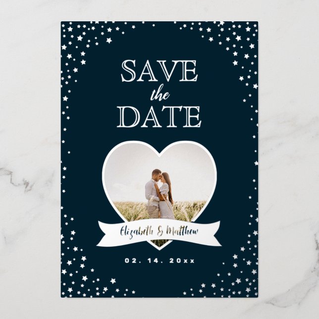 Invitation En Aluminium Mariage photo simple moderne en couple Enregistrer (Recto)