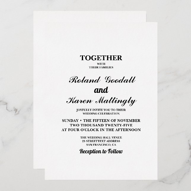 Invitation En Aluminium Mariage plat (Recto/Verso)