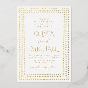 Invitation En Aluminium Mariage pois dorés. Géométrique simple élégant
