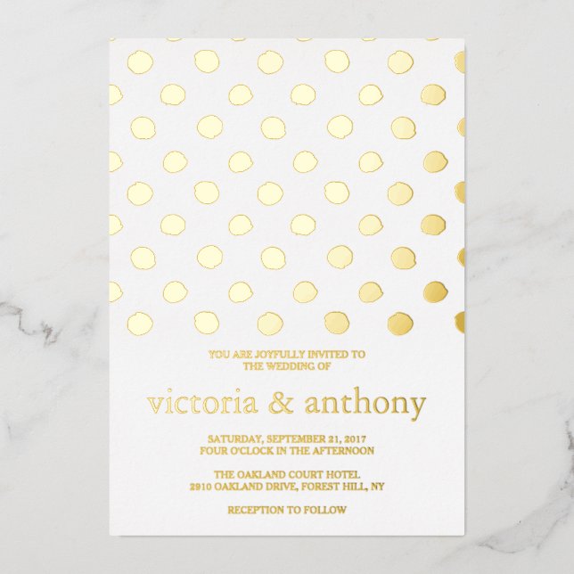 Invitation En Aluminium Mariage Pois moderne Real (Recto)