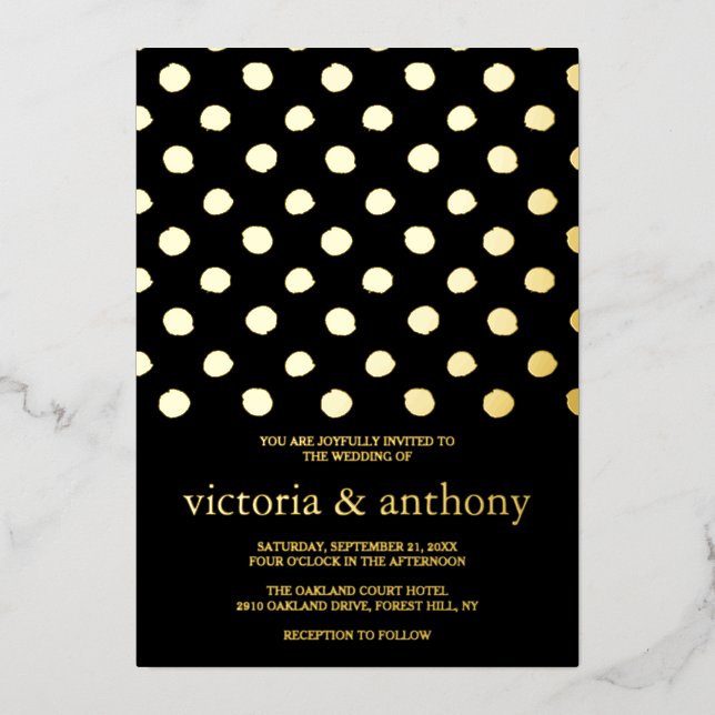 Invitation En Aluminium Mariage Pois moderne Real (Recto)