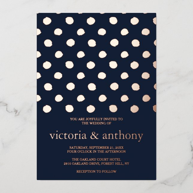 Invitation En Aluminium Mariage Pois moderne Real (Recto)