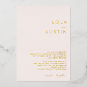 Invitation En Aluminium Mariage Réel Traditionnel Minimal Or Moderne