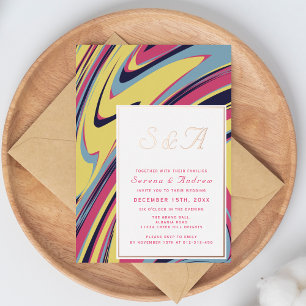 Invitation En Aluminium Mariage rétro couleur feuille d'or
