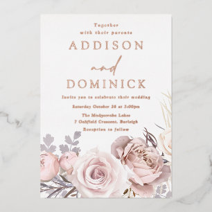 Invitation En Aluminium Mariage rose de flûte d'or Foil