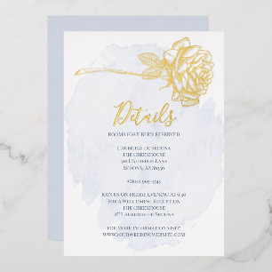 Invitation En Aluminium MARIAGE   Rose doré sur Dusty Blue