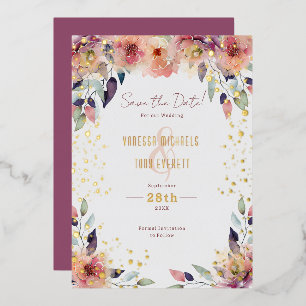 Invitation En Aluminium Mariage rose en cascade Enregistrer la date