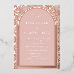 Invitation En Aluminium Mariage Rose Gold (Rétro-Pointillé)