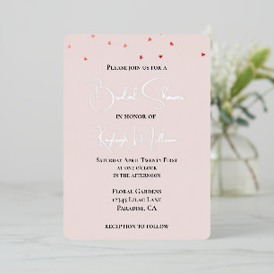 Invitation En Aluminium Mariage Rose Pâle Rouge Coeurs Tombants