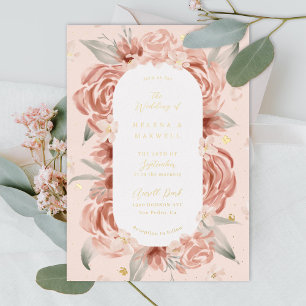 Invitation En Aluminium Mariage Rose Pêche Doré Blush