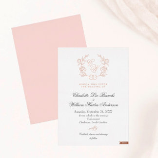 Invitation En Aluminium Mariage rose poudré chic et romantique