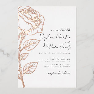 Invitation En Aluminium Mariage Rose Rose réel Gold Foil