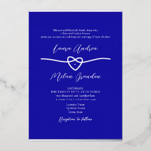 Invitation En Aluminium Mariage Royal Bleu Argent