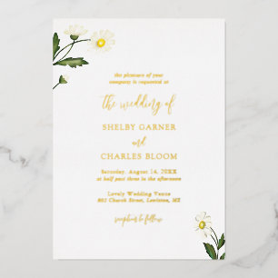 Invitation En Aluminium Mariage rustique aux fleurs de marguerite blanche