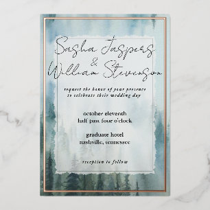 Invitation En Aluminium Mariage rustique de la forêt de Misty
