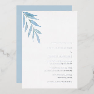 Invitation En Aluminium Mariage rustique Dusty Bleu Botanique Élégant