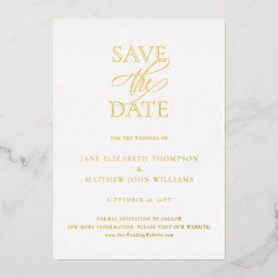 Invitation En Aluminium Mariage simple et élégant Enregistrer la date Or