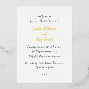 Invitation En Aluminium Mariage Simple Moderne Manuscrit