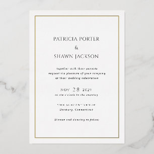 Invitation En Aluminium Mariage simple noir et blanc élégant