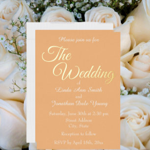 Invitation En Aluminium Mariage Simple Style Monochrome Pêche