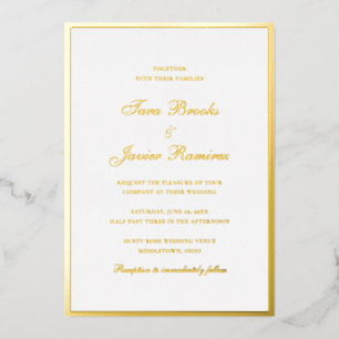 Invitation En Aluminium Mariage simple traditionnel Formal Gold Élégant