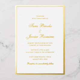 Invitation En Aluminium Mariage simple traditionnel Formal Gold Élégant