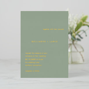 Invitation En Aluminium Mariage Simple Vert Sauge Moderne