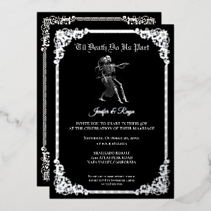 Invitation En Aluminium Mariage squelette Halloween gothique foncé en feui